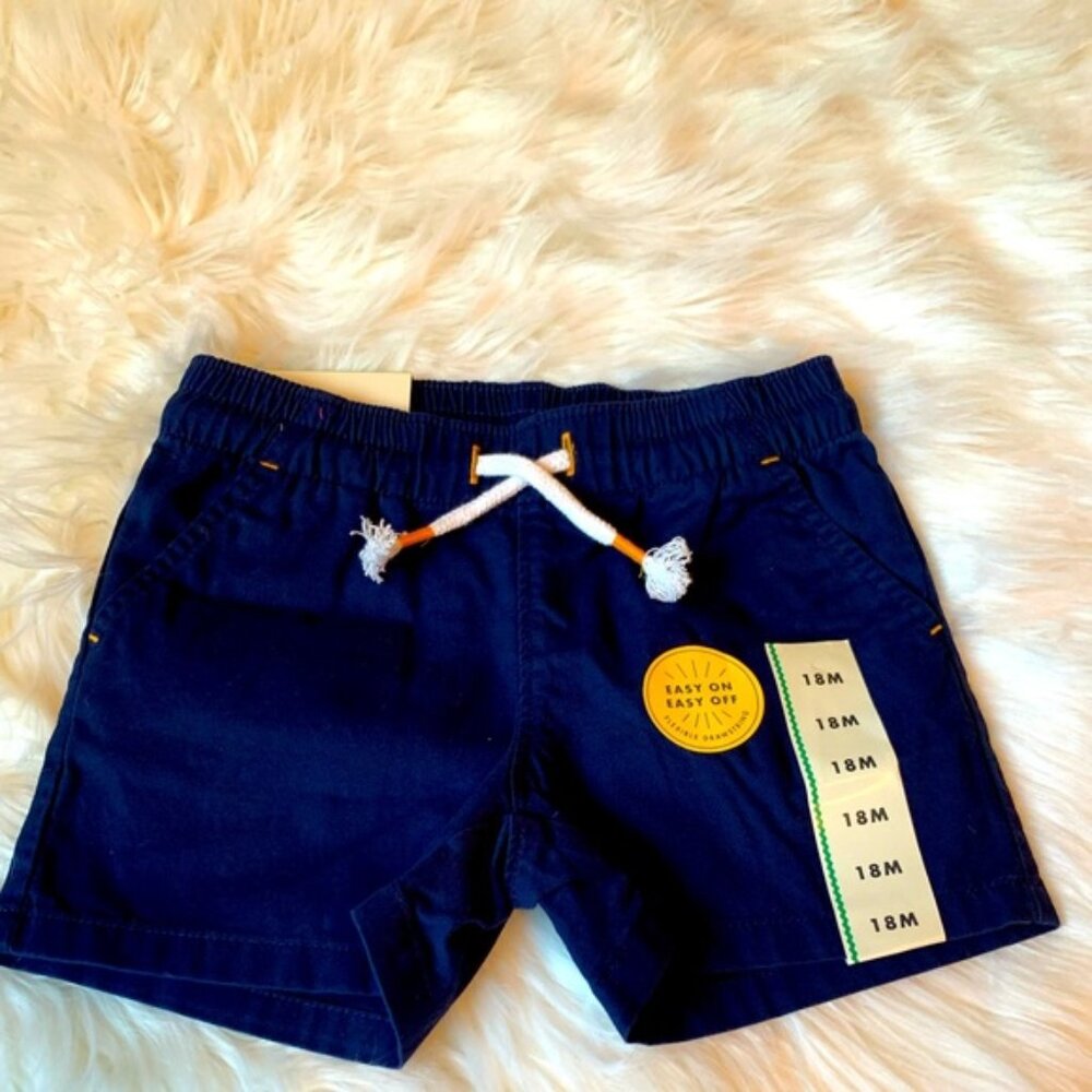 AMERICANA Cat & Jack Baby Girls Navy Blue Chino Shorts Size 18 Months NWT